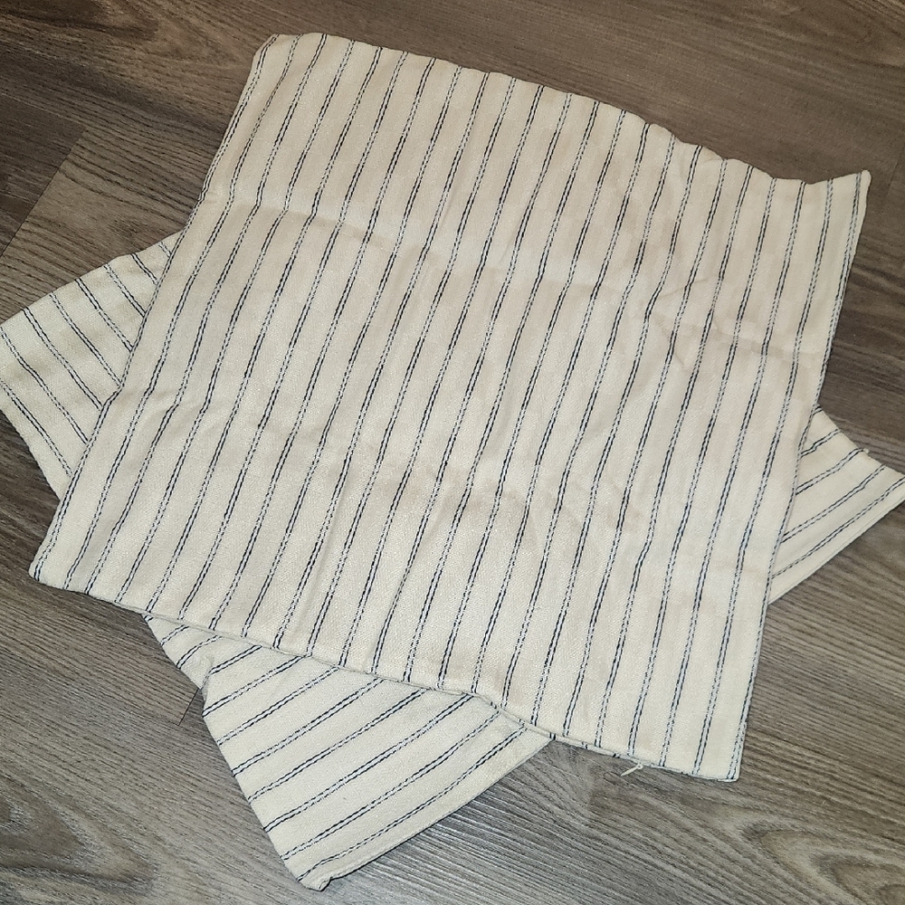 Striped Cotton Pillow Covers - Cream with Navy Stripes